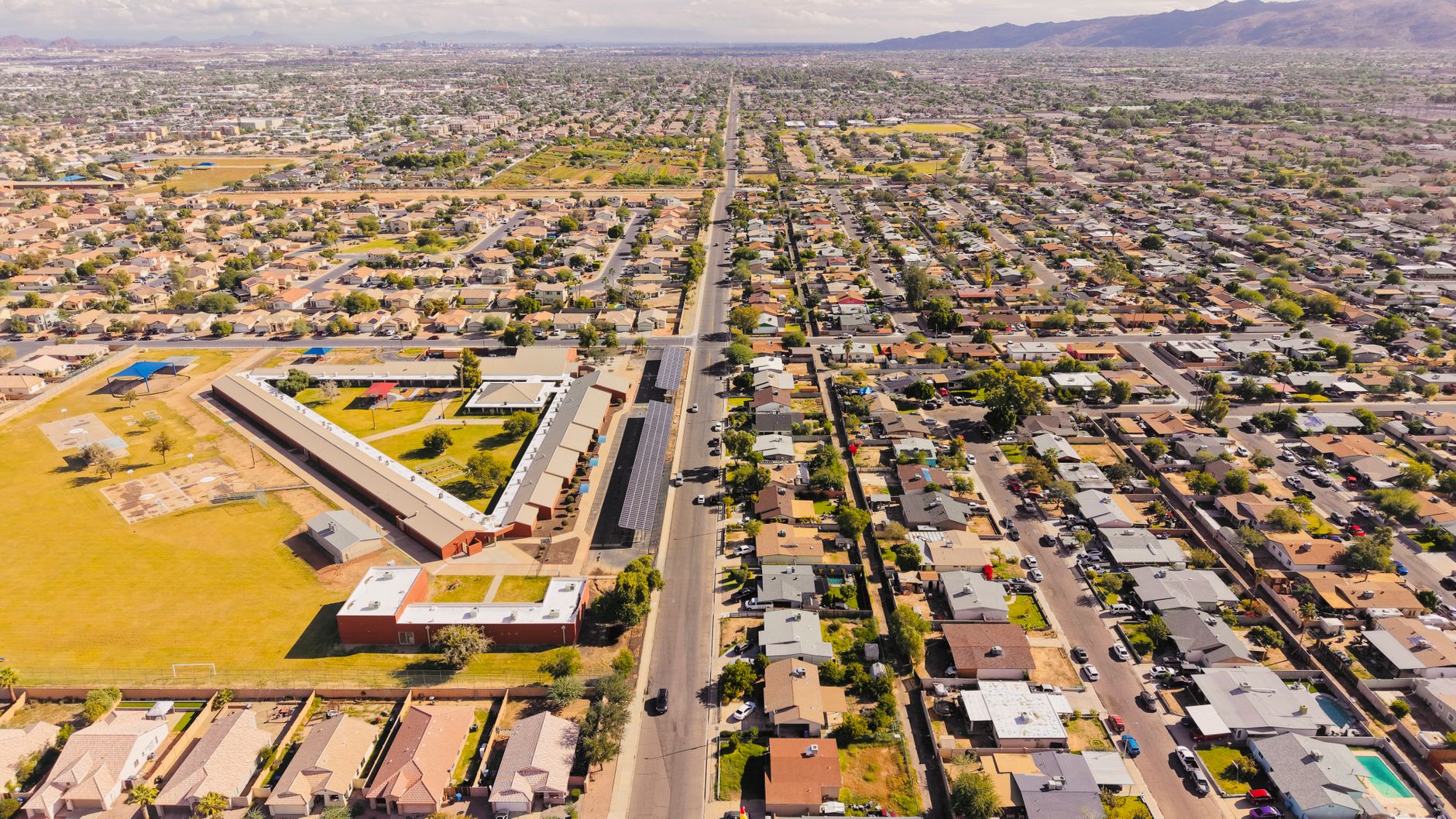 aerial view of residential neighborhood in arizona