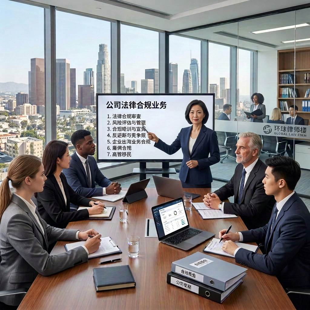 Lawyers discuss 公司法律合规业务, including risk management and antitrust compliance.